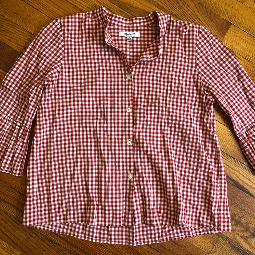 Madewell Red Gingham Blouse - XS